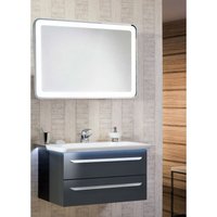 M9 Badmöbel Set 4-teilig, 100cm breit, Anthrazit, mit led + led Spiegelelement'-'90137145 - Lanzet von LANZET