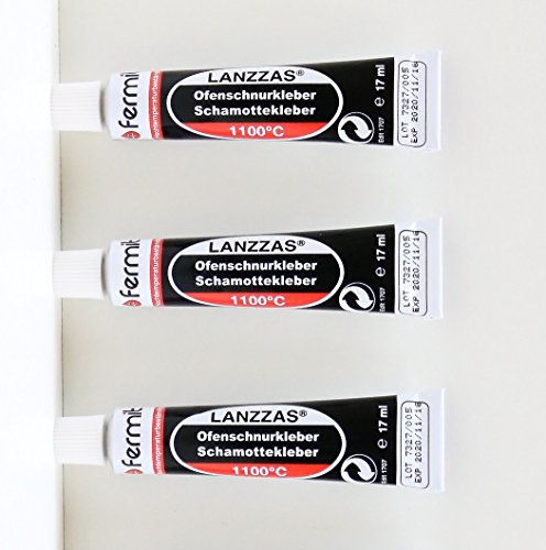 LANZZAS 3 Tuben Ofenschnurkleber Schamottekleber Dichtschnurkleber Hochtemperaturkleber 1100°C Tube 17 ml Farbe Beige von LANZZAS