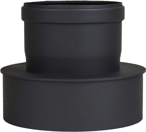 Pelletrohr Ofenrohr Pellet Rauchrohr Kaminrohr Erweiterung Ø 100mm auf 130 mm Ø 100mm auf 150 mm grau schwarz (100mm auf 130 mm, schwarz) von LANZZAS Fire