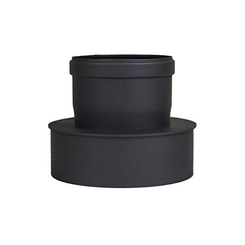 Pelletrohr Ofenrohr Pellet Rauchrohr Kaminrohr Erweiterung Ø 100mm auf 130 mm Ø 100mm auf 150 mm grau schwarz (100mm auf 150 mm, schwarz) von LANZZAS Fire