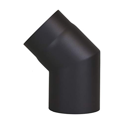 LANZZAS Ofenrohr Bogen 45° Grad im Durchmesser, DN, Ø 150 mm, in der Farbe: schwarz-metallic - weitere Rohre aus unserem Sortiment, finden Sie hier. von LANZZAS