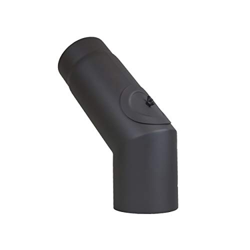 LANZZAS Ofenrohr Bogen 45° mit Tür - im Durchmesser Ø 120 mm - Farbe: schwarz - Rauchrohr/Knie Bogen mit Reinigungsverschluss von LANZZAS