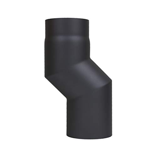 LANZZAS Ofenrohr Stufenbogen mit 60 mm Versatz, im Durchmesser, DN Ø 120 mm, Farbe: schwarz-metallic - weitere Rohre aus unserem Sortiment, finden Sie hier. von LANZZAS