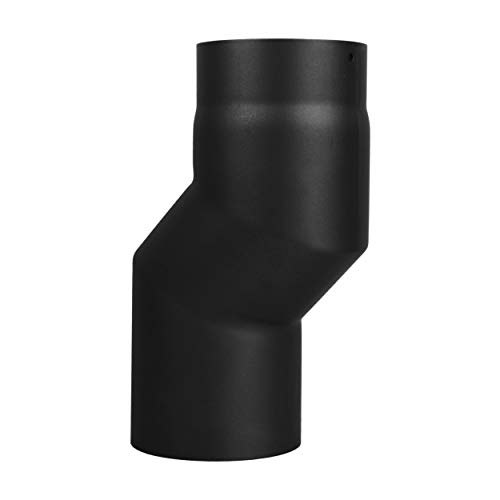LANZZAS Ofenrohr Stufenbogen mit 60 mm Versatz, im Durchmesser DN 130 mm, Farbe: schwarz - weitere Rohre aus unserem Sortiment, finden Sie hier. von LANZZAS