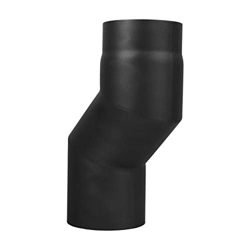 LANZZAS Ofenrohr Stufenbogen mit 80 mm Versatz, im Durchmesser DN 130 mm, Farbe: schwarz - weitere Rohre aus unserem Sortiment, finden Sie hier. von LANZZAS