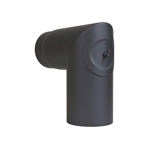 LANZZAS Ofenrohr Bogen 90° mit Tür (2-teilig) - im Durchmesser Ø 120 mm - Farbe: schwarz - Rauchrohr/Knie Bogen mit Reinigungsverschluss von LANZZAS