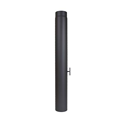 LANZZAS Ofenrohr 1000 mm Verlängerung mit Klappe - im Durchmesser Ø 120 mm - Farbe: schwarz - Rauchrohr mit Drosselklappe von LANZZAS