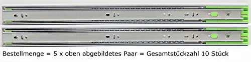 Schubladenschienen Schubladenauszüge Teleskopauszüge Selbsteinzug Dämpfer Vollauszug Softclose Längen in 250,300,350,400,450,500,550,600,650,700mm,Höhe 45mm,Länge 250mm,1-8 Paare,5 Paar=10 Stück von LANZZAS