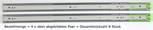 Schubladenschienen Schubladenauszüge Teleskopauszüge Selbsteinzug Dämpfer Vollauszug Softclose Längen in 250,300,350,400,450,500,550,600,650,700mm,Höhe 45mm,Länge 450mm,1-8 Paare,4 Paar=8 Stück von LANZZAS