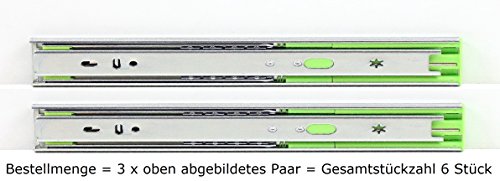 Schubladenschienen Schubladenauszüge Teleskopauszüge Selbsteinzug Dämpfer Vollauszug Softclose Längen in mm 250,300,350,400,450,500,550,600,650,700 Höhe 45mm 1-8 Paare Länge 500mm, 3 Paar=6 Stück von LANZZAS