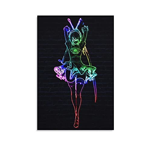 Wandkunst, Dekoration, 2B, RGB-Neonlicht, Leinwand, Poster, Schlafzimmer, Büro, Raumdekoration, Geschenk, Dekoration, Druck, Bild für Wohnzimmer, Schlafzimmer, Dekoration, 60 x 90 cm von LAOAYI