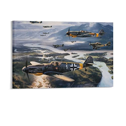 Wandkunst Dekor Messerschmitt Bf 109 Weltkrieg Deutschland Leinwand Poster Schlafzimmer Büro Zimmer Dekor Geschenk Dekor Druck Bild Gemälde für Wohnzimmer Schlafzimmer Dekoration 30 x 45 cm von LAOAYI