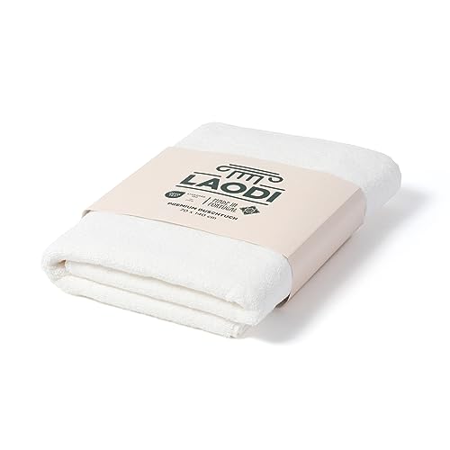 LAODI Premium Duschtuch, 100% Baumwolle, Made in Portugal, Strahlendes weiß, 70x140 cm von LAODI
