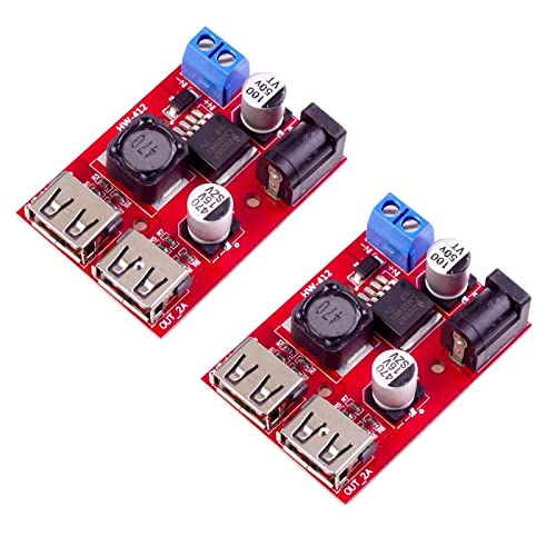 Double USB DC-DC Step Down Converter 6V-40V bis 5V 3A Spannunswandler Buck Charge Power Supply Module (2 Pack) von LAOMAO