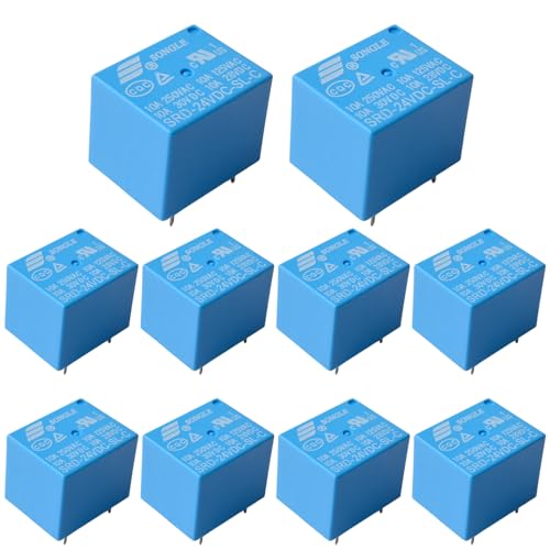 LAOMAO 12V Relais Modul (T73 Typ), SPDT Schaltrelais 10A 250VAC / 30VDC, 5-Pin PCB Relais, kompatibel mit Arduino, Smart Home, Industriesteuerung (10 Stück) von LAOMAO