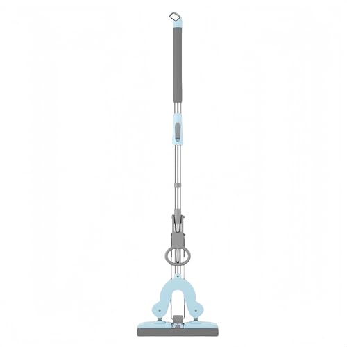 Bodenwischer zum Reinigen, selbstauswringende Mops mit flachen Schwammköpfen, verstellbarem Griff, freihändiges Waschen, super saugfähig, abnehmbar & wiederverwendbar (Blau, 1 Kopf) von LAONCHONM