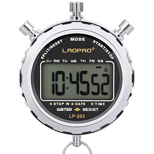 Digitale Stoppuhr,Laopao Handheld Großes LCD-Display Wasserdicht täglich Alarm 1/100 Sekunden Precision Timer Für Fussball Sports Training von LAOPAO