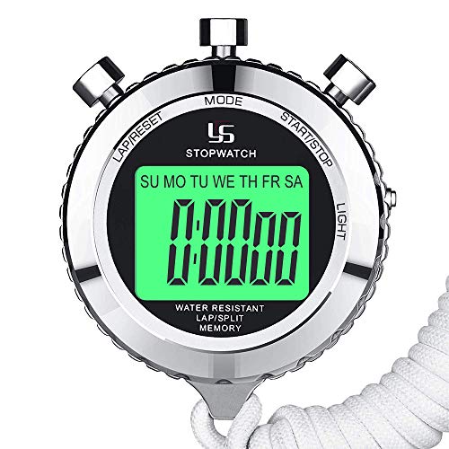 LAOPAO Stoppuhr,1/100 Sekunden Precision 2 Stück Speicherdaten Täglich Wasserdicht Elektronischer Digitaler Chronograph Timer mit Leuchte Funktion&Stumm Funktion Für Sports Schiedsrichter Trainer von LAOPAO