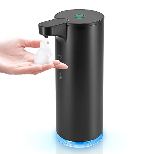 Seifenspender Automatischer Edelstahl Schaumseifenspender Elektrischer - LAOPAO Soap Dispenser Set IPX5 Wasserdicht USB-C Aufladung mit Sensor Infrarot Bewegungssensor für Küche & Bad (Schwarz) von LAOPAO