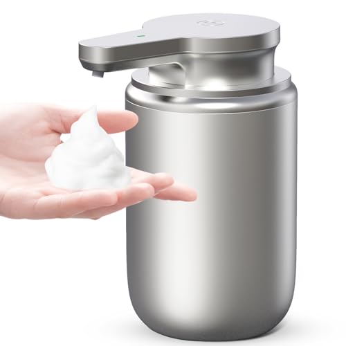 Seifenspender Automatischer Schaumseifenspender Elektrischer mit Sensor: LAOPAO Soap Dispenser Set IPX5 Wasserdicht USB-C Aufladung mit Sensor Infrarot Bewegungssensor für Küche & Bad (Silber) von LAOPAO