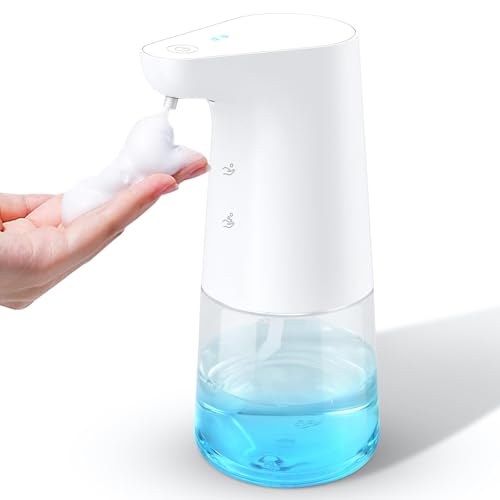 Seifenspender Automatischer Schaumseifenspender Elektrischer mit Sensor: LAOPAO Soap Dispenser Set IPX5 Wasserdicht USB-C Aufladung mit Sensor Infrarot Bewegungssensor für Küche & Bad Weiß von LAOPAO