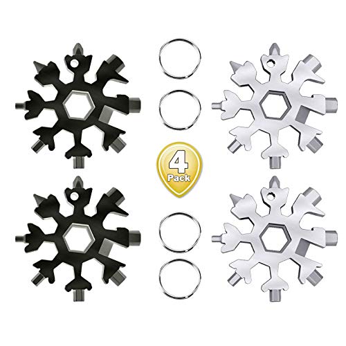 Khoml 18-in-1 Schneeflocke Multi-Tool, Edelstahl Multitool Sechskantschlüssel Schraubendreher Inbusschlüssel Flaschenöffner Inbusschlüssel Ringschlüssel Fahrradschlüssel großartig (2 Silber + 2 Schwarz) Khoml 18-in-1 Schneeflocke Multi-Tool, Edelstahl Multitool Sechskantschlüssel Schraubendreher Inbusschlüssel Flaschenöffner Inbusschlüssel Ringschlüssel Fahrradschlüssel großartig (2 Silber + 2 Schwarz) von LAOSEP