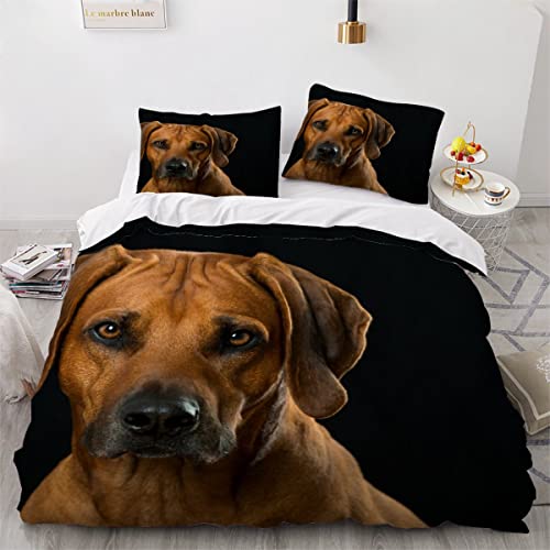 LAOVE Rhodesian Ridgeback Bettwäsche 135X200 Bettwäsche Set Winter Kinder 3Teilig Atmungsaktiv Mikrofaser Weiche -1 Bettbezug Mit Reißverschluss + 2 Kissenbezügen 80x80cm von LAOVE