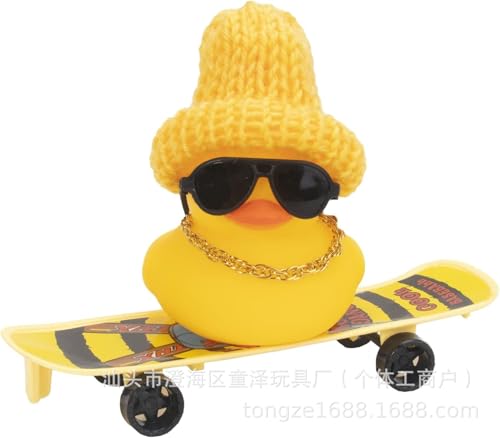 LAOYEFACAI 2 Stück Quietscheente Hochzeitspaar Mit Hut Und Sonnenbrille Kleines Badezeug Cartoon Skateboard Auto Accessoire Dekofigur Süße Gummi Entchen Hochzeitsgeschenke Für Brautpaar (FL) von LAOYEFACAI