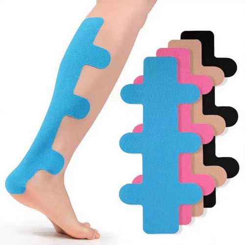 LAOYEFACAI Kinesiotapes Vorgeschnitten for Knees 8 Stück Wasserfestes kinesiotape Fersen- und Wadenmuskel-Pflaster für Wanderungen, Laufen und Springen von LAOYEFACAI