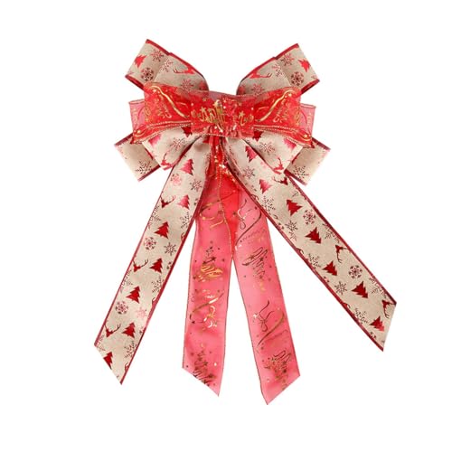 LAOYEFACAI Weihnachtsschleifen große Doppelschicht aus Verdicktes Farbband Weihnachtsbaum Ornamente Schleifen Weihnachtsbaumschmuck für Familienfeiern Party Dekoration für Weihnachten (Type J) von LAOYEFACAI