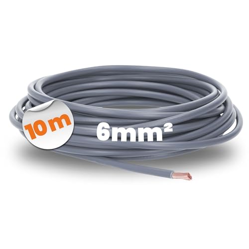 10 Meter Lapp 4520064 H07V-K 6 mm² grau I Verdrahtungsleitung I Aderleitung flexibel I PVC-Einzelader I Litze 6mm2 I Verdrahtung von Lapp
