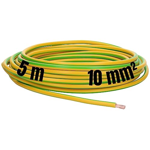 5 Meter Lapp 4520005 H07V-K 10 mm² grün-gelb I Erdungskabel I Verdrahtungsleitung I Aderleitung flexibel I PVC-Einzelader I Litze 10mm2 I Verdrahtung von Lapp