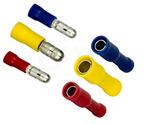 Rundstecker Rundsteckhülsen 0,5 mm² - 6 mm² Ø4-5 mm Kabelverbinder Kabelschuhe Auswahl: (100 Stück, Männlich 0,5-1,5 mm² rot) von Lapp