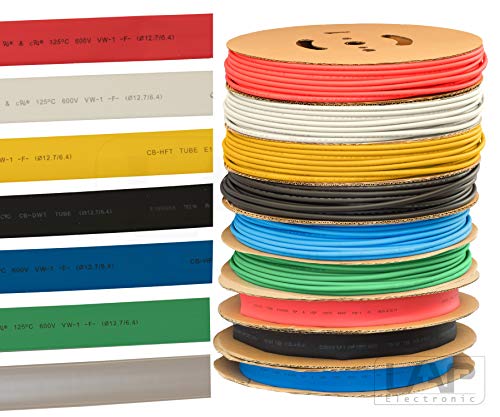 Schrumpfschlauch in 7 Farben, 10 Größen in Meterware Schrumpfschläuche 2:1 (12,7 -> 6,4 mm, Gelb) von Lapp