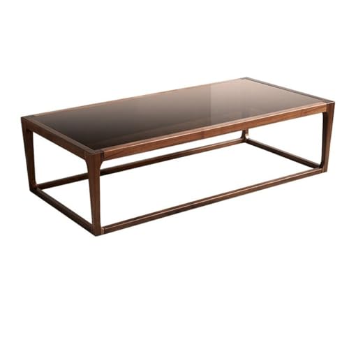 LAPADULA Beistelltisch Rechteckiger Couchtisch, Kleiner Wohnzimmer-Beistelltisch, Teetisch, Glasoberfläche, braun, nordisch, einfach Sofa-Couchtisch(100cm) von LAPADULA