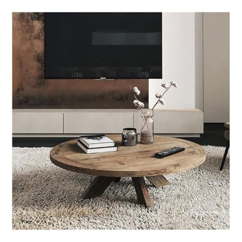 LAPADULA Beistelltisch Runder Couchtisch, nordischer Couchtisch, Wohnzimmer-Teetisch, Retro, Massivholz, kleine Wohnung, Couchtisch, Persönlichkeit, einfach Sofa-Couchtisch(80cm) von LAPADULA