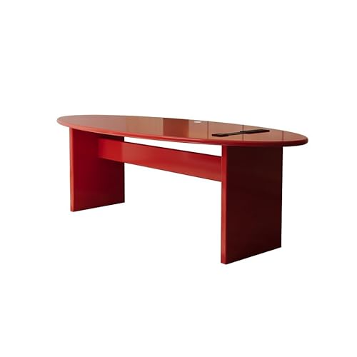 LAPADULA Computertisch Kleiner Chefschreibtisch aus Massivholz, kreative, speziell geformte ovale Werkbank in Rot for Unternehmen, geeignet for zu Hause Stabiler Büroschreibtisch(220x80x75cm) von LAPADULA