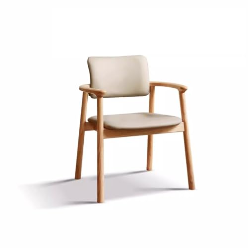 LAPADULA Home-Office-Stuhl Mid-Century Modern Casual Home Office Stuhl Grauer, cremeweißer Esszimmerstuhl mit Armlehnen und Beinen aus Massivholz Moderne Stühle (Color : A, Size : 64.5 * 56.5 * 80cm) von LAPADULA
