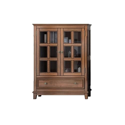 LAPADULA Konsolenschrank Landhaus Massivholz Esszimmer Sideboard Weinschrank Wohnzimmer Restaurant Glas Eschenholz Retro Einfach Buffet-Aufbewahrungsschrank von LAPADULA