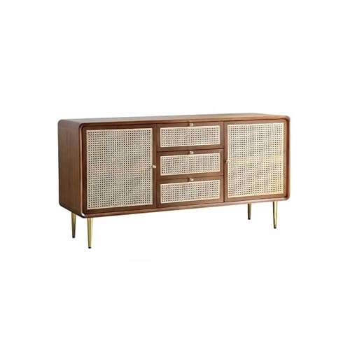 LAPADULA Konsolenschrank Rattan Retro Esszimmer Sideboard Wabi-Sabi Stil Holz Home Schlafzimmer Schublade Lagerung Schrank Buffet-Aufbewahrungsschrank von LAPADULA