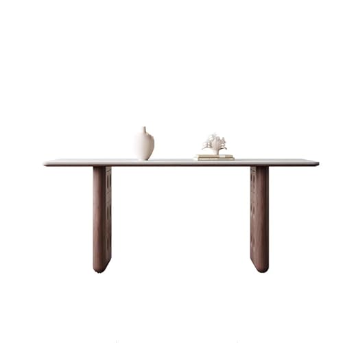 LAPADULA Küchentische Esstisch aus Holz, modern, schlicht, Nussbaumfarbe, for Zuhause, Retro, rechteckig, Holzmaserung, Steinplatte Esszimmertisch von LAPADULA