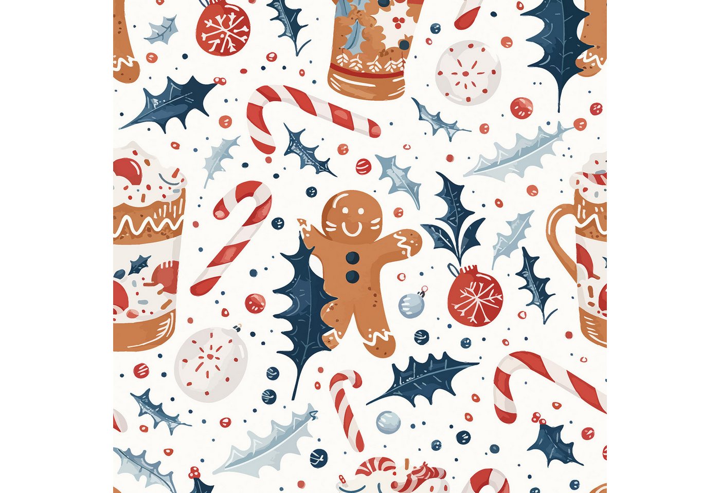LAPAPRO Tischdecke Weihnachten Tischdecke Farbfest mit Zuckerkeks-Mann Druck (10-tlg), 36" x 59" Aquarelldruck,Geeignet für Festliche Tischdecken von LAPAPRO