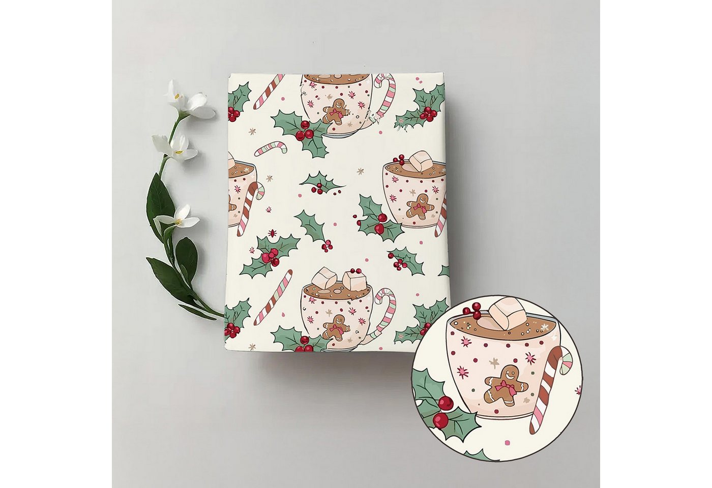 LAPAPRO Tischdecke Weihnachten Tischdecke Farbfest mit Zuckerkeks-Mann Druck (5-tlg), 36" x 59" Aquarelldruck,Geeignet für Festliche Tischdecken von LAPAPRO