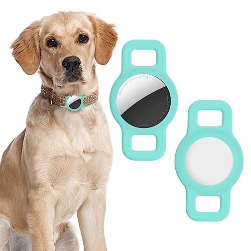 LAPONO Airtag Hundehalsband 1 StüCk Silikon Schutz HüLle Kompatibel Mit Apple Airtag Gps Finder Hundehalsband Sicherheit Und Anti-Verlust Katzenhalsband HaustierzubehöR (Mint Green) von LAPONO