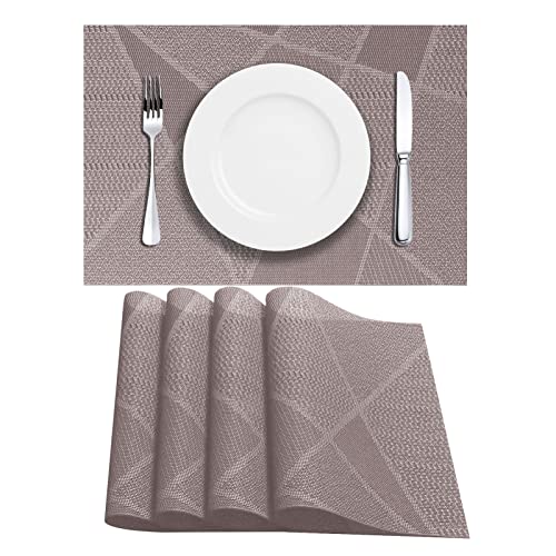 LAPONO Platzsets Abwaschbar, Tischsets Abwaschbar 4er Set Waschbares Tischset Rechteckige Hitzebeständig Platzdeckchen Beige Platzset aus PVC für Küche Zuhause Restaurant Speisetisch (45X30cm) von LAPONO