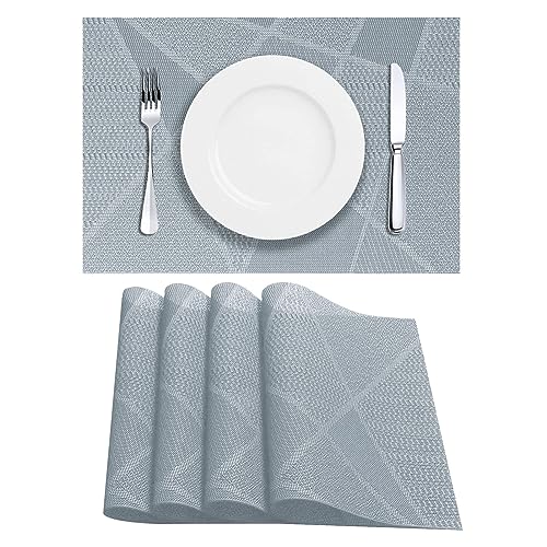 LAPONO Platzsets Abwaschbar, Tischsets Abwaschbar 4er Set Waschbares Tischset Rechteckige Hitzebeständig Platzdeckchen Grau Platzset aus PVC für Küche Zuhause Restaurant Speisetisch (45X30cm) von LAPONO