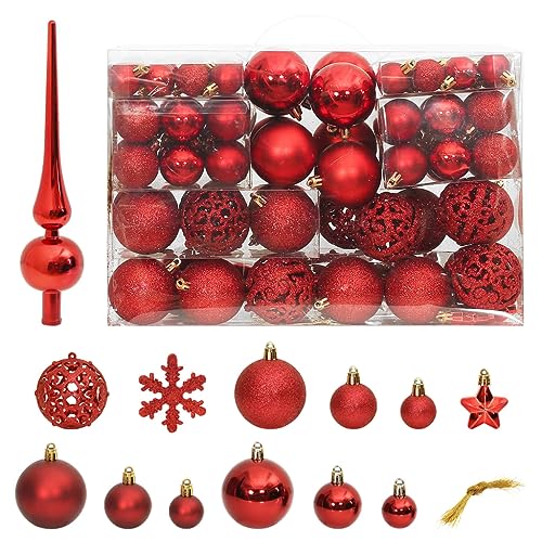 111-tlg. Weihnachtskugel-Set Rot Polystyrol, LAPOOH Christbaumkugeln, Christbaumschmuck, Weihnachtsbaumkugeln, Weihnachtsbaum Dekorationen, Christbaum Kugeln von LAPOOH