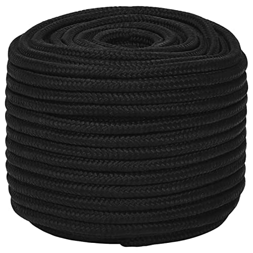 Arbeitsseil Schwarz 12 mm 25 m Polyester, LAPOOH Bootsseil, Tau Seil, Zeltleine, Outdoor Seil, Allzweckseil, Gartenseil, Werkzeugseil Auffangseil von LAPOOH