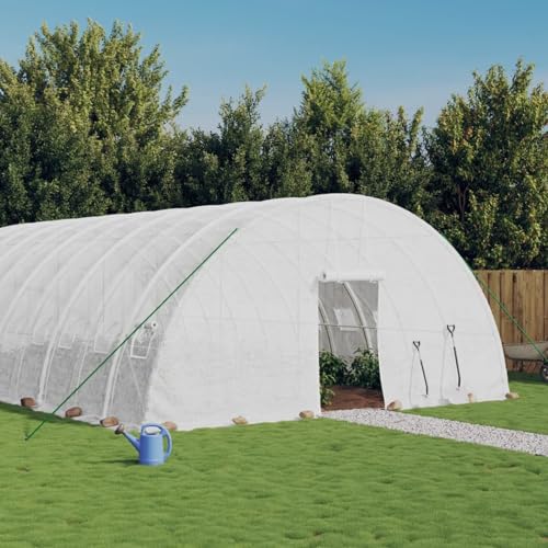 Gewächshaus mit Stahlrahmen Weiß 132 m² 22x6x2,85 m von LAPOOH