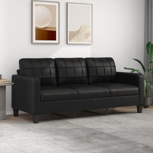 LAPOOH 3-Sitzer-Sofa Schwarz 180 cm Kunstleder, Sofa Wohnzimmer, Jugendsofa, Relaxsofa von LAPOOH